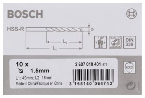 Bosch HSS-R 1,5*40 mm 10'lu Paket