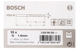 Bosch HSS-R 1,6*43 mm 10'lu Paket
