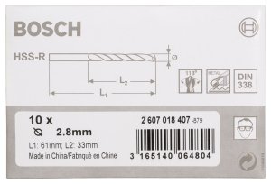 Bosch HSS-R 2,8*61 mm 10'lu Paket