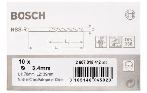 Bosch HSS-R 3,4*70 mm 10'lu Paket
