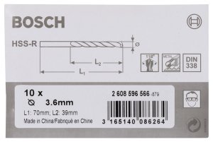 Bosch HSS-R 3,6*70 mm 10'lu Paket