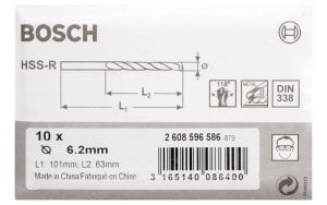 Bosch HSS-R 6,2*101 mm 10'lu Paket
