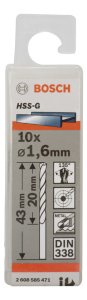 Bosch HSS-G 1,6*43 mm 10'lu Paket