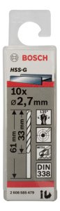 Bosch HSS-G 2,7*61 mm 10'lu Paket