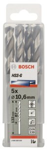 Bosch HSS-G 10,6*133 mm 5'li Paket