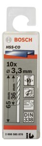 Bosch HSS-Co 3,3*65 mm 10'lu Paket